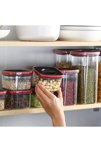 Flippy Food Storage Containers, Flippy, Set of 5 Transparent Containers with Black Lid