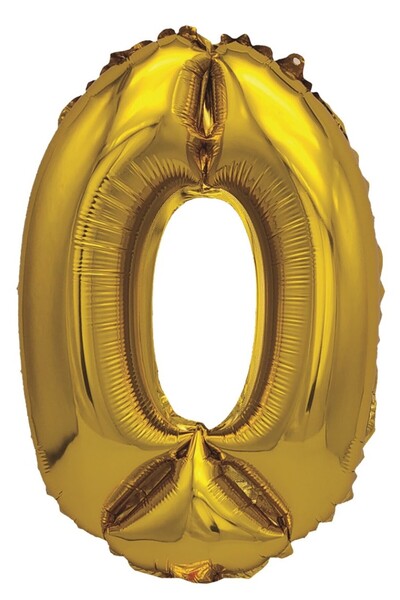 SDX Market Balon folie metalizată aurie, Mirific Party, Numărul 0, 80 cm, Auriu