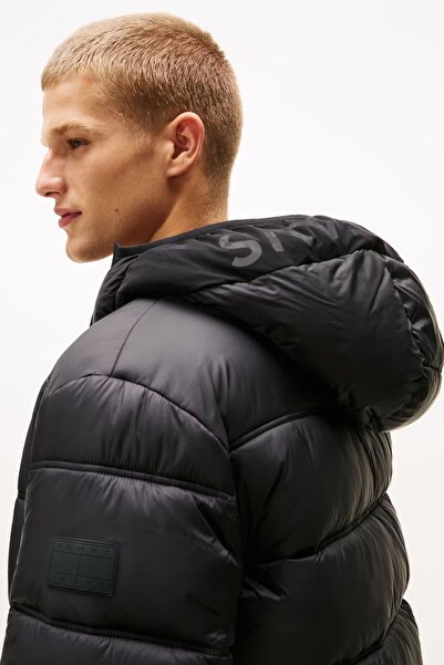 Tommy Hilfiger Erkek Regular Fit Kapüşonlu Şişme Mont - Siyah