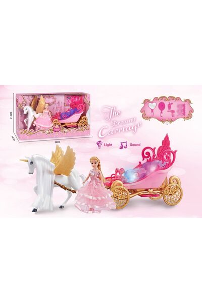 NN Caleasca cu sunete NN, unicorn si papusa incluse, Multicolor
