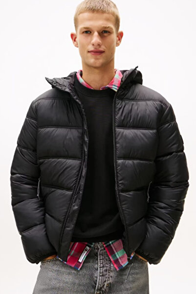 Tommy Hilfiger Erkek Regular Fit Kapüşonlu Şişme Mont - Siyah