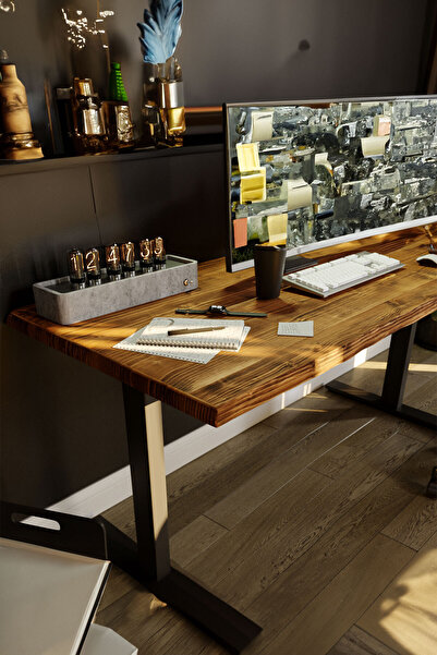 KIYMIK HOME Bilgisayar, Oyuncu, Çalışma ve Makam Masası – %100 Gerçek Ağaç - ...