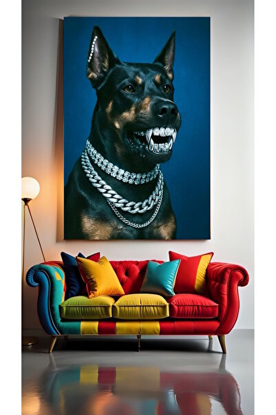 özkacar PIRLANTA TAKILI KÖPEK Tablou decorativ pe pânză pentru casă, perete, ...