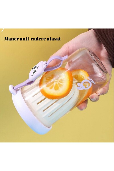 Flippy Silicone cup with lid and straw for children, Flippy, anti-drop, fruit/tea/ice compartment, heat res