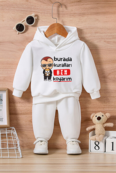 ADABEBEK I Set the Rules Here Printed Bottom and Top Baby Set 24250