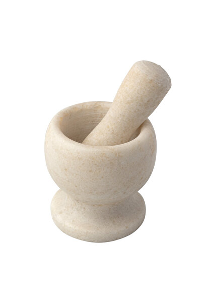 Heredot Mithra Life Lüks Doğal Desenli Ayaklı Beyaz Mermer Oyma Havan ve Tokmak MIT1247