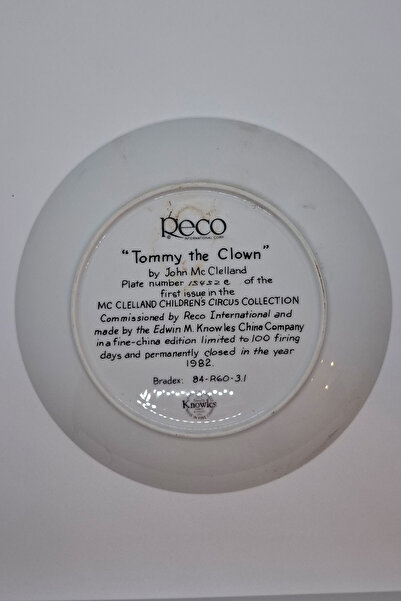 Reco Nurantik Decorative Wall Plate with Clown Tommy Figure 23.5 cm