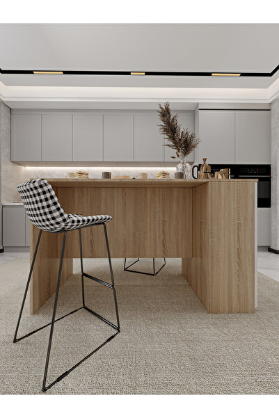 asratrend %100 MDFLAM 150cm Dolaplı Yüksek Mutfak Adası Yemek ve Bar Masası M...