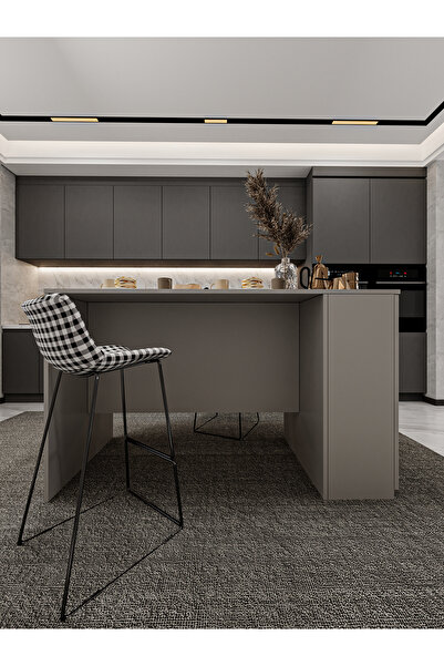 Asra Trend %100 MDFLAM 150cm Dolaplı Yüksek Mutfak Adası Yemek ve Bar Masası MA-04