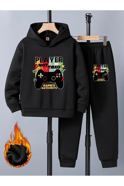 buendiakids Set de pantaloni de trening cu glugă cu imprimeu pentru fete/băieți