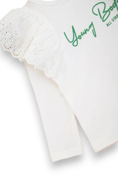 Egelite Girl's 2-3-4-5-6 Years Old White Blouse and Colored Linen Pants 100% Cotton 2-Piece Top and Bottom Set