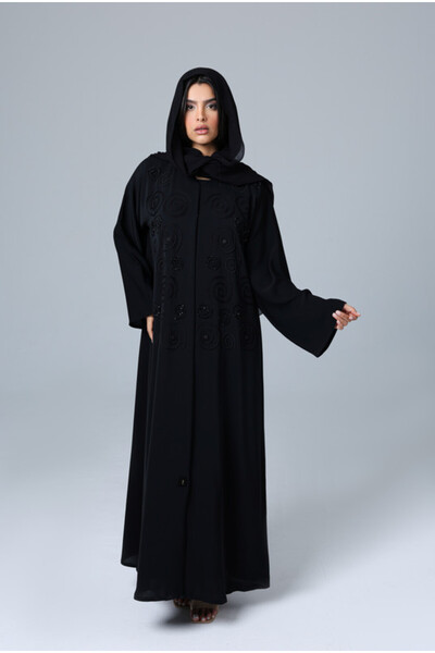 IKKXA Luxury Circle Design Embroidery Abaya