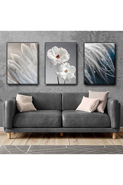 Harikabirev TABLO MODERN CU PĂRĂ DE FLORI ALB-ALBASTRU |   TABLO PE Pânză FĂR...