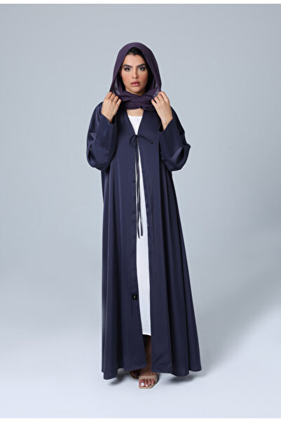 IKKXA عباية سادة برباط أمامي مفتوح