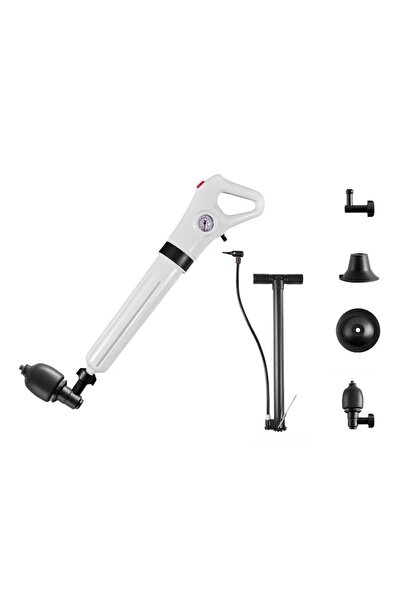 LittleDomi Pompa cu Aer Comprimat pentru Desfundat Tevi Infundate de Chiuveta, Cada, Dus, WC, 4 Accesorii