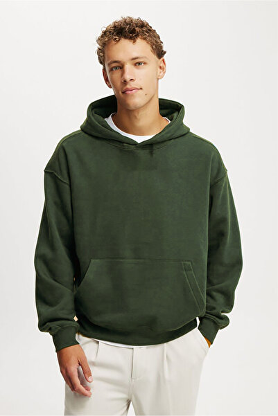 Madmext Khaki Hooded Kangaroo Pocket Men's Sweatshirt E7169