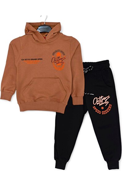 Egelite Boy's Seasonal, Hooded, Back Printed, 2 Thread Cotton Tracksuit Set for Ages 4-5-6-7-8