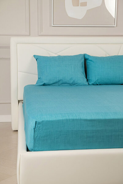 FAVORA Basic Cotton Double Fitted Sheet Set - Turquoise