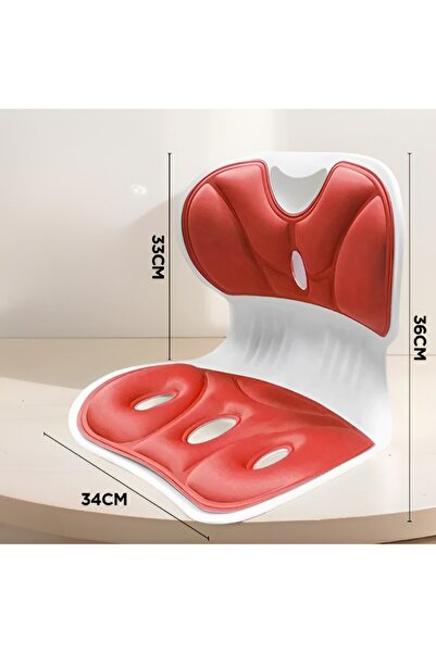Flippy Seat Support for Posture Correction, Portable, Ergonomic, Breathable, 36x34x33 cm, L, Red