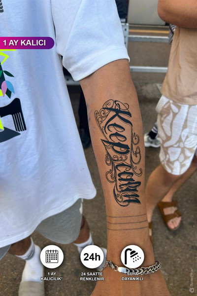BP Tattoo 1 Ay Kalıcı Keep Calm Yazılı Geçici Dövme Tattoo