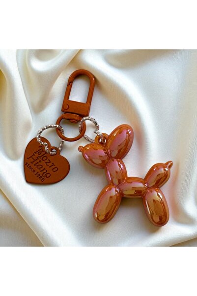 Fivy Kalp Detaylı Balon Köpek Figürlü Anahtarlık, Charm