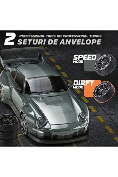 DrKala Remote Control Car 1:24, All Wheel Drive, Speed 20 km/h, Gray, Set of 2 Tires