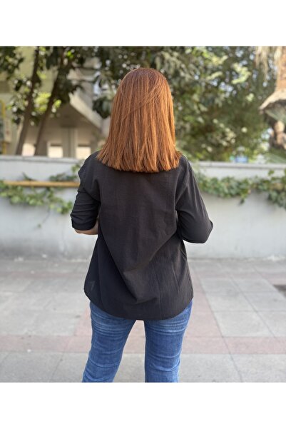 DenizEge Double Pocket Cotton Shirt Black