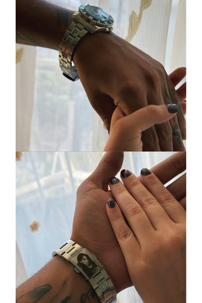 Çelik İsimli ve Resim Baskılı Erkek Kol Saati - En Güzel Hediye