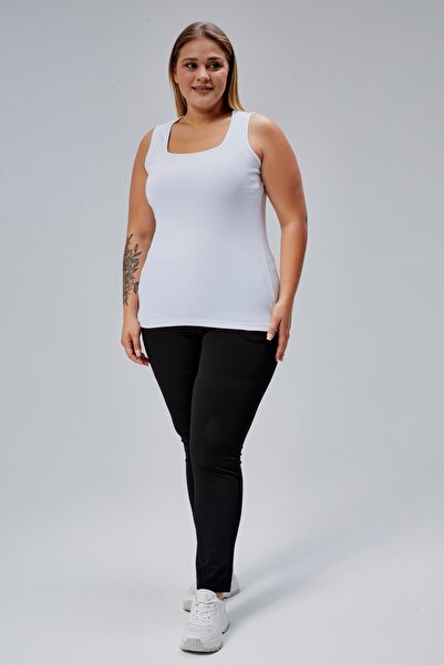 BANEGA Αθλητική καθημερινή λευκή μπλούζα με τετράγωνο γιακά, 100% βαμβακερή χτενισμένη βαμβακερή μπλούζα, χωρίς μανίκια, με χοντρά λουράκια