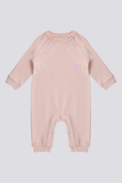 U.S. Polo Assn. Baby Girl Dusty Pink Patched 100% Cotton Jumpsuit 50322791-Vr050