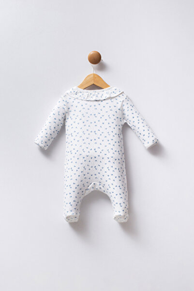 U.S. Polo Assn. Baby Girl Blue Minimal Pattern Ribbed Booties Jumpsuit 50322898-Vr036