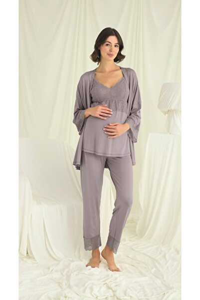NightLove Monamise Pregnant Women's Maternity 3-Piece Pajama Set 18671
