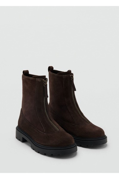 MANGO Kids Botine din piele cu fermoar