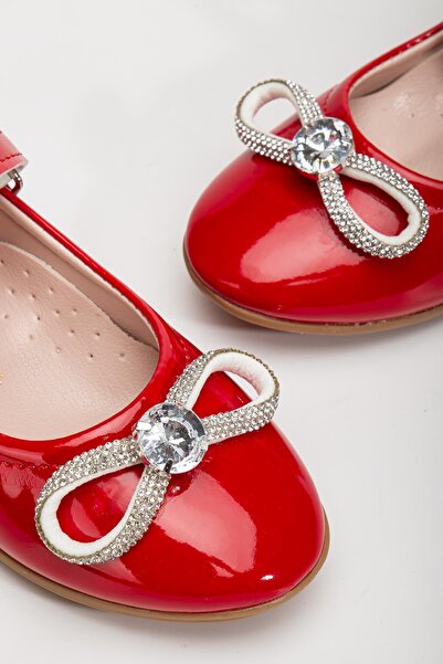 Pabuçland Very Light, Very Comfortable Insole, Orthopedic Stone Detailed Pearl Ribbon Ballerinas