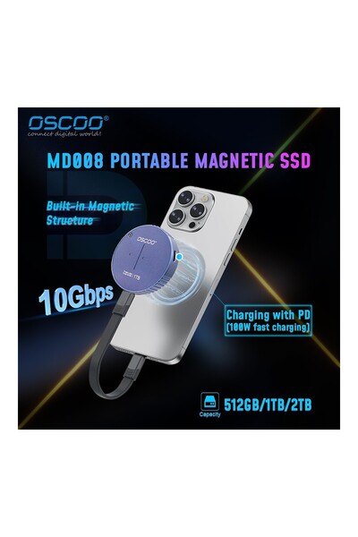 Oscoo MD008 1 TB 10GBPS (1100/1100MB/sn)Type C +Type C(Pd) Taşınabilir SSD