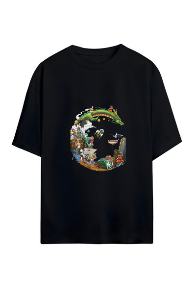 GraffTee تي شيرت قطني كبير الحجم للجنسين من ANIME