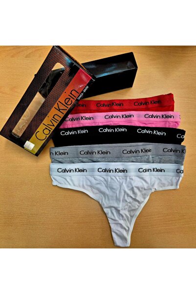 Calvin Klein Underwear Set of thong underwear - 5 pairs, white, black, grey, red, purple, size L