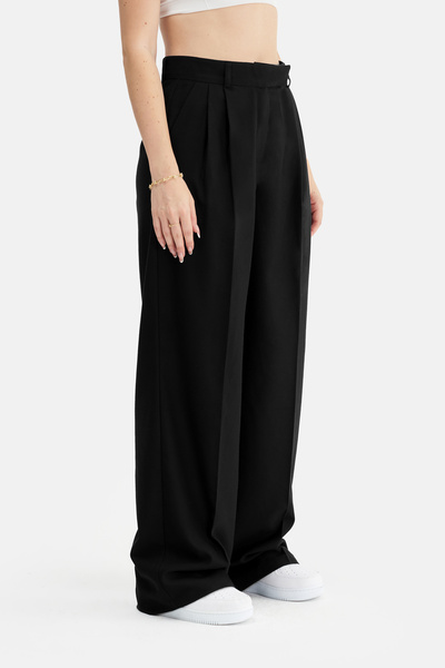 Vibeys Moda Women's Double Pleated Lycra Stretch Fabric High Waist Trousers