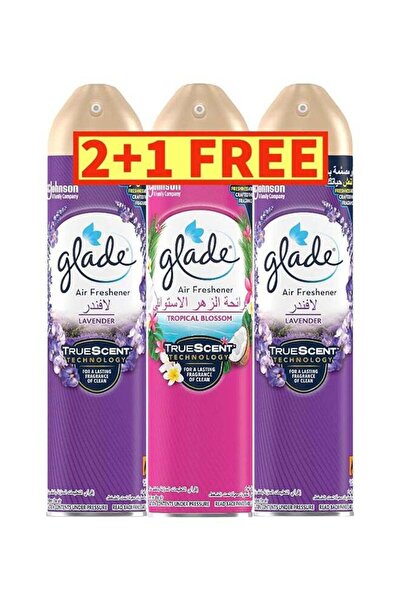 Glade بخاخ معطر جو برائحة اللافندر ورائحة زهر العنبر الاستوائية، 300 مل × 3