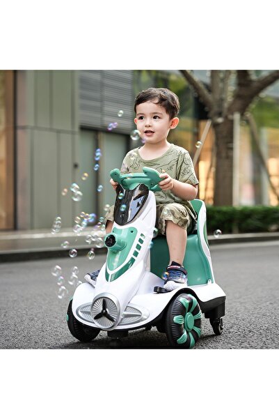 dalip electric ride-on car for kids, 360° rear wheels, safety belt, soap bubbles, lights & sounds,