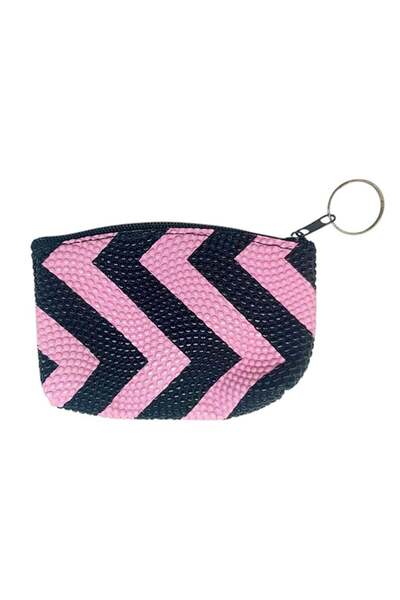 CASABA Patterned Coin Purse Keychain Pink