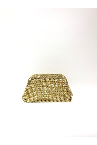 womenacs Gold Color Luxury Diamond Stone Evening Dress Clutch Portfolio Chain Strap Handheld Wedding Engagement Henna Evening Bag