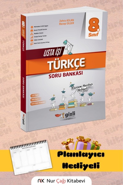 Gizli Yayınları 8. Sınıf Türkçe Usta İşi Soru Bankası (Kavram Haritası Hediyeli)