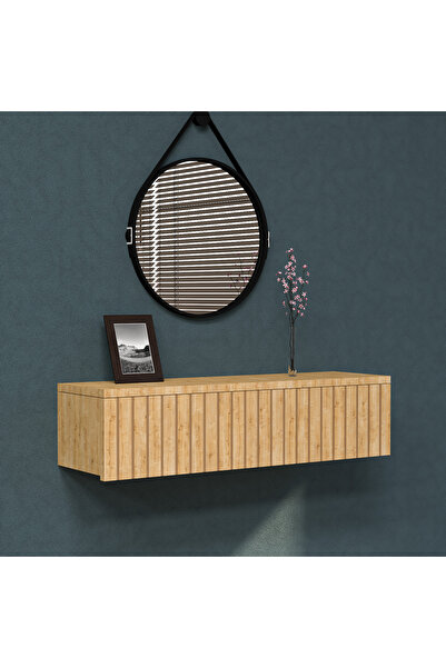 Barida Sanat Konsol Tek Büyük Çekmeceli | Dresuar | Duvara Monte MDF Ahşap Raf | Makyaj Masası 55cm uzunluk