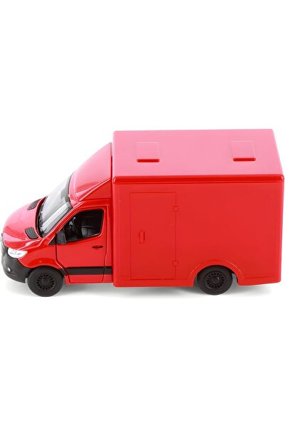 Mıncır Shop Mercedes-Benz Sprinter Die-Cast Pickup Truck – Pull and Go with Opening Doors 1:48 Scale - Red Color