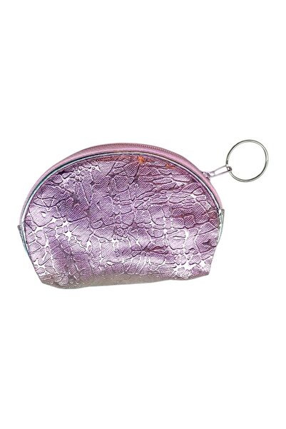 CASABA سلسلة مفاتيح على شكل محفظة للعملات المعدنية باللون الوردي