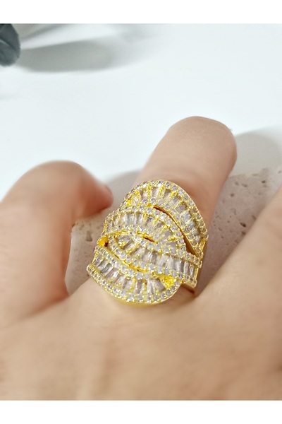 mos&more Adjustable Stylish Ring with Gold Stone