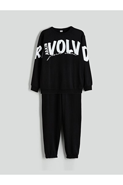 LC Waikiki Σετ αθλητικής φόρμας για αγόρια με στάμπα με λαιμόκοψη LCW Kids