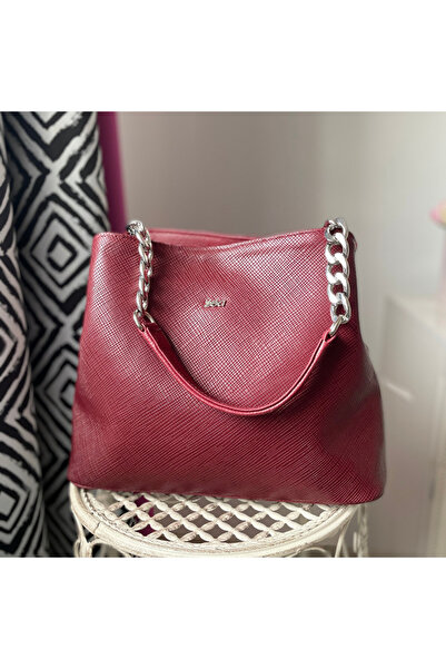 Zea Geanta Dama Casual Piele Naturala Bordo Textural