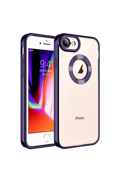 ECRUZ غطاء حماية للكاميرا لهاتف iPhone 8 يعرض شعار ECRZ Omega - أرجواني غامق